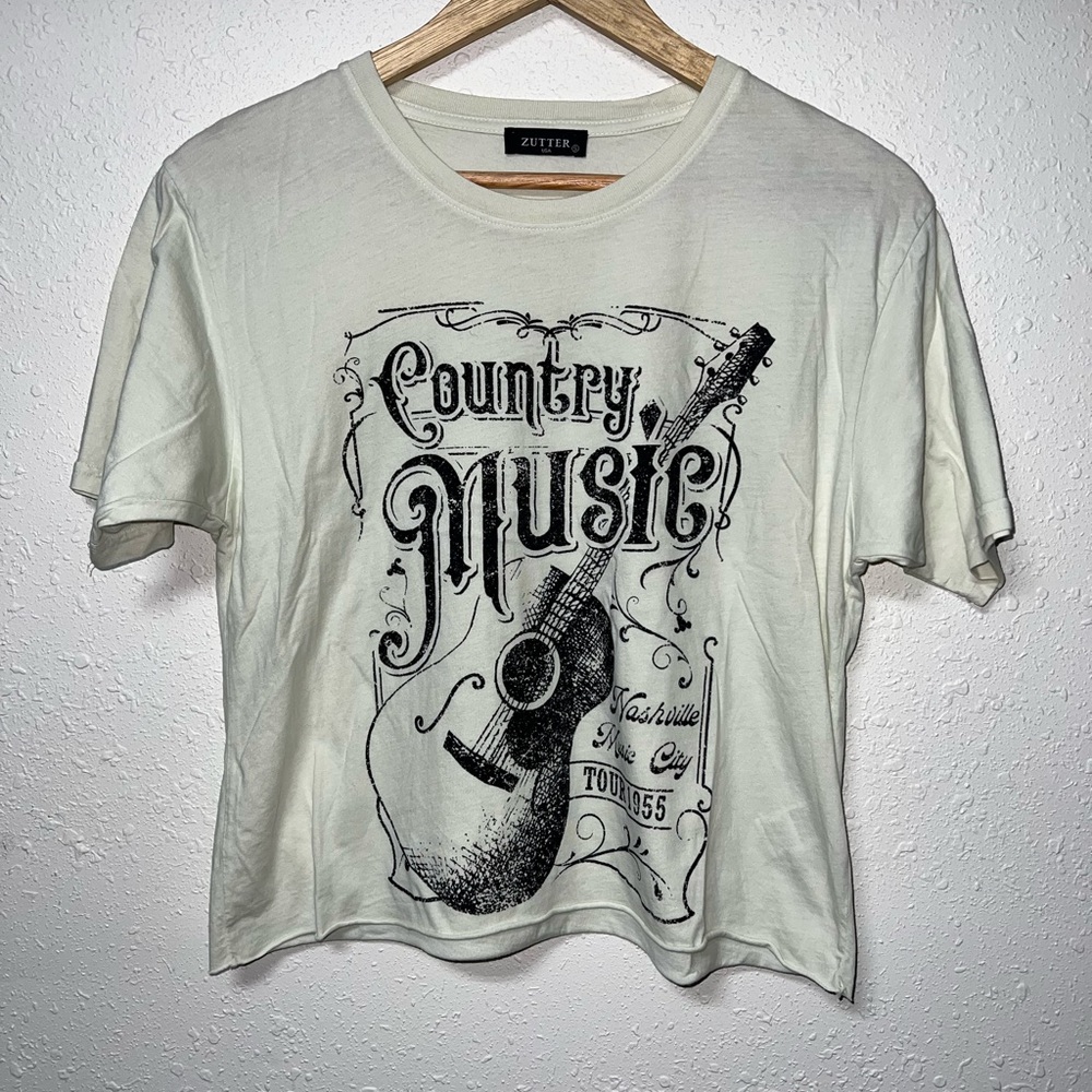 Zutter Cream Country Music‎ Crop Top